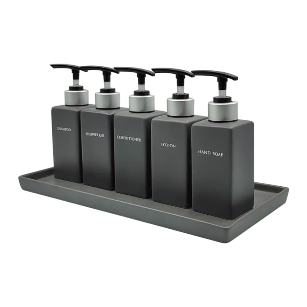 ขวดใส่แชมพูพร้อมหัวปั๊มพลาสติก+ติดสติกเกอร์ญี่ปุ่น-3