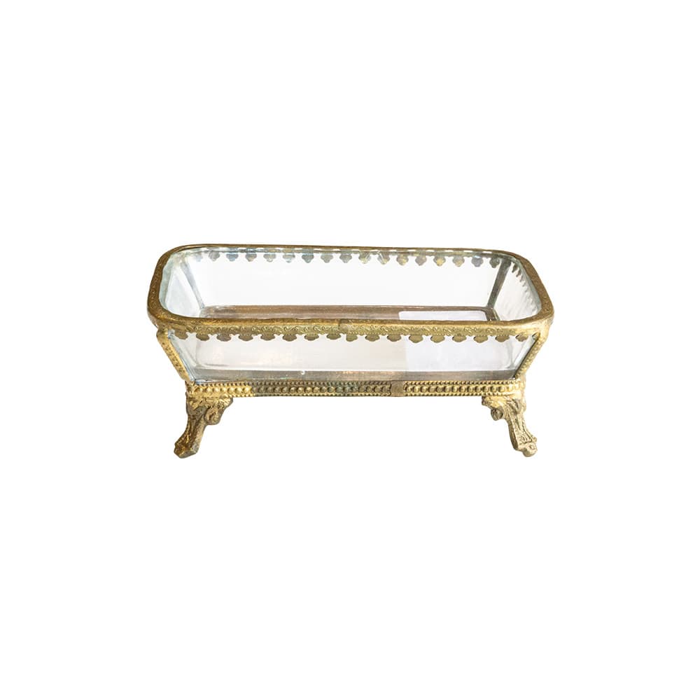 จานรองสบู่ รุ่นเหลี่ยม แต่งขอบโลหะมีขา-2