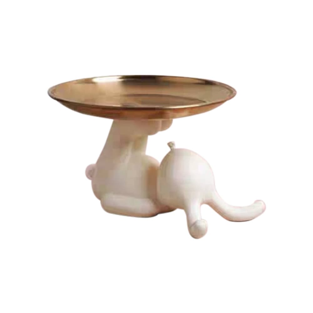 กระต่ายครีมนอนหงาย ยกถาด สูง 11 ซม.