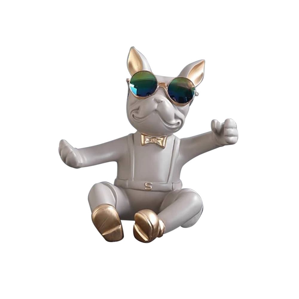 บูลด็อกเทาวางไวน์ พร้อมที่เปิด