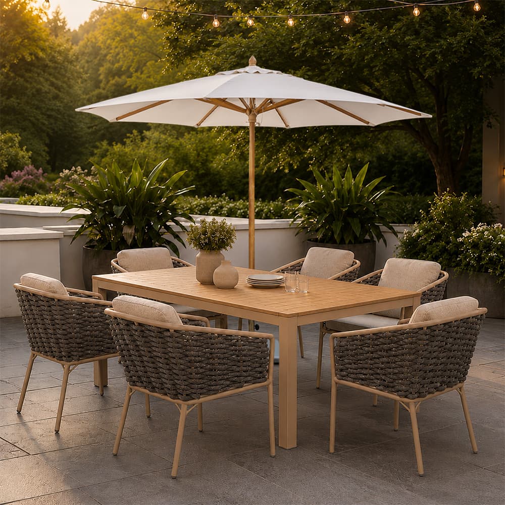 PARASOL-WHITE/2.5M,ร่มสนามพร้อมฐาน