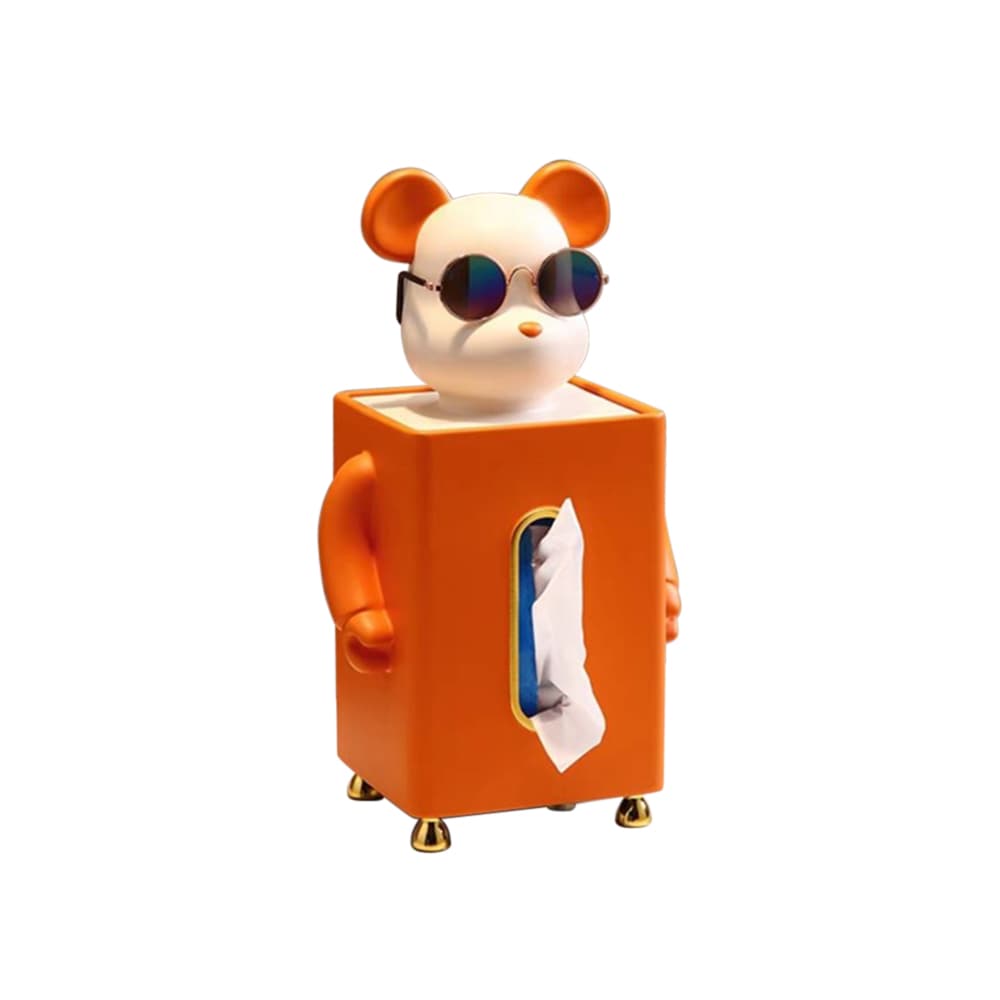 กล่องทิชชู่ส้มหมีแว่นดำ