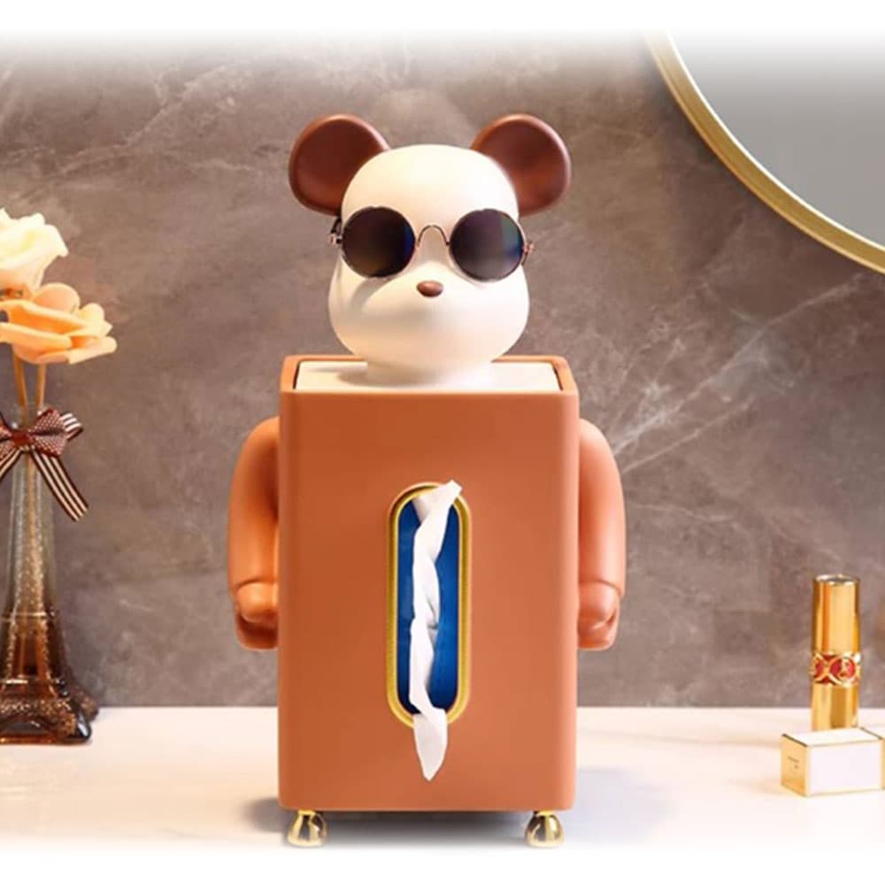 กล่องทิชชู่ชมพูหมีแว่นดำ-2